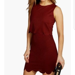 boohoo petite scallop dress